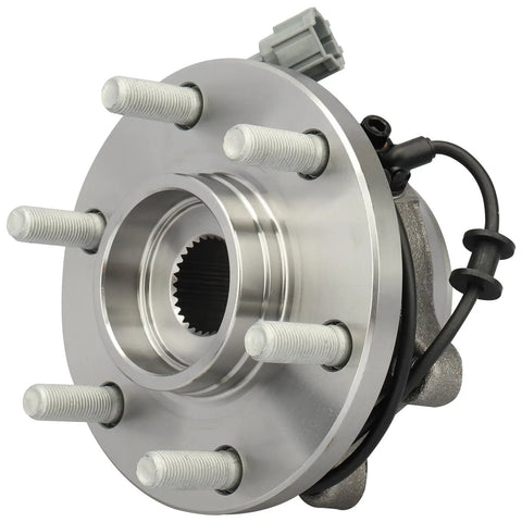 Front view of Beefy Front Wheel Bearing And Hub Assembly With Abs For Nissan Frontier Xterra Pathfinder And Suzuki Equator 4X4 6 Lug
