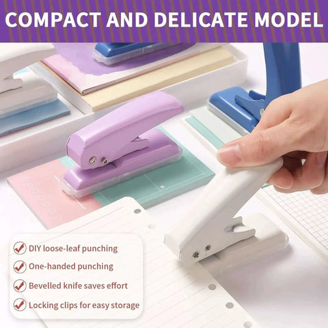 Single Hole Punch For Crafts And Scrapbooks With 40 Sheets Punch Capacity Non Slip Removable Base Small Hole Puncher in use