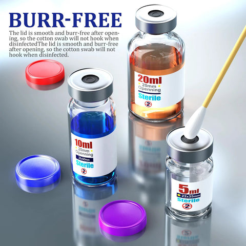 Ks-Tek sterile empty vials with flip-off aluminum caps; self-healing injection port, set of three sizes (5/10/20 ml)