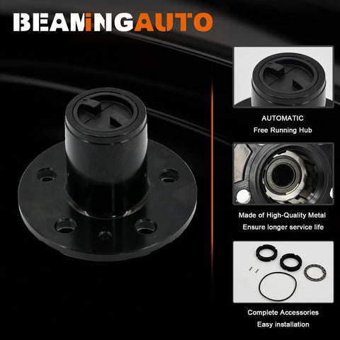 Manual Free Wheel Bearing Locking Hubs Direct OEM Replacement For 1983 To 1997 Ford Ranger Explorer And Mazda Navajo B2300 B3000 B4000 2 Piece OE Numbers AVM467 B025 F3TZ3B396B in black metal with installation accessories
