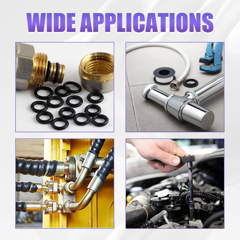 Povtii 300-piece black nitrile O-ring assortment kit with 18 sizes for automotive and plumbing seals