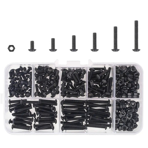 360 Piece M3 Hex Button Head Bolts Set, Pro Grade 10.9 Alloy Steel Screws Nuts Kit with Hex Wrench in 6mm to 20mm sizes