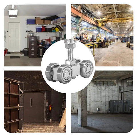 Four Bearing Trolley Assembly With Four Silent Wheels For 1-5/8 Inch Wide And Taller Unistrut Channel in industrial settings