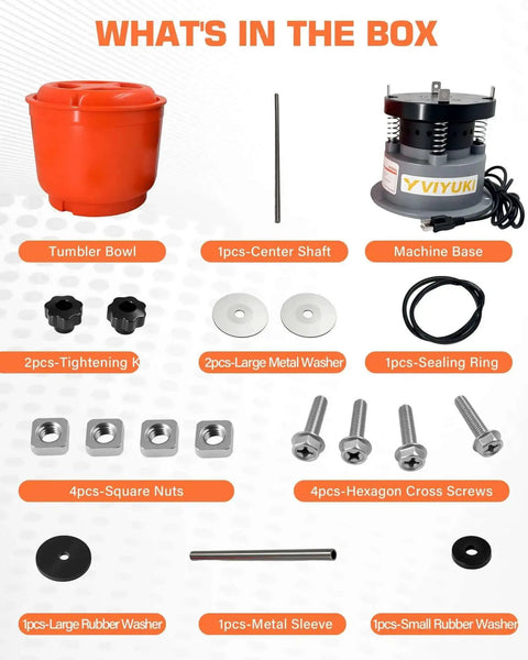 Components of 9Lbs Vibratory Tumbler Polishing Machine For Rocks And Metal Parts With 3Lb Walnut Shell Media