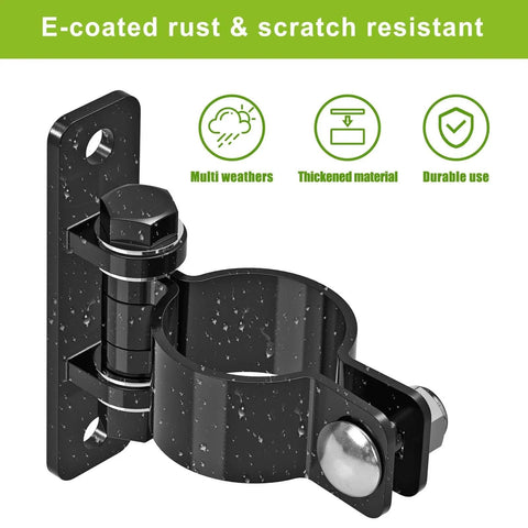Heavy Duty Gate Hinges For Chain Link Fence Parts With Electroplated Finish And Removable Bolts For Wall Mount - Black
