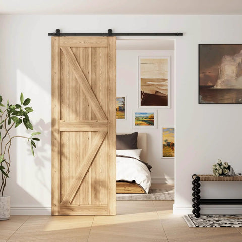 10 Ft Sliding Barn Door Hardware Kit For A Single Wood Door Heavy Duty Black T Shaped Track System DIY Home Renovation