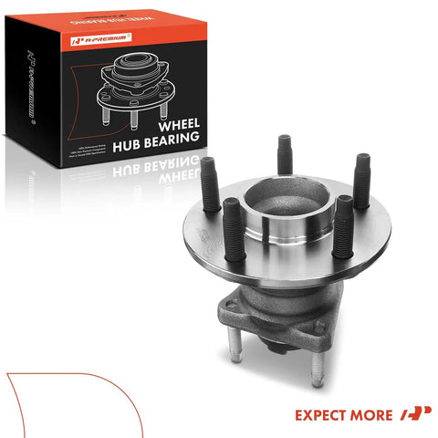 Two Pack Rear Wheel Bearing And Hub Assembly With Abs For Chevy Cobalt 2009 2010 HHR 2008 2010 Malibu 2004 2012 Pontiac G6 2005 2010 Saturn Aura 2007 2009 4 Wheel Abs Ready 5 Lug Fit Heavy Duty displayed with packaging