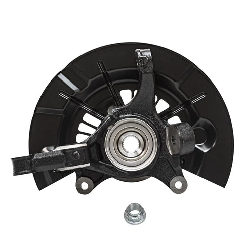 Front view of Front Steering Knuckles And Wheel Bearing Hub Assembly Replacement Kit For 2012 Through 2017 Toyota Camry SE And XSE Models Includes Two Knuckles For A Fast Reliable Front End Restore