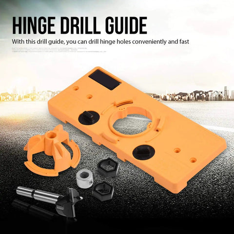 Durable 35mm Concealed Hinge Jig and Boring Hole Drill Guide Set for Woodworking Built From Engineering Plastic displayed