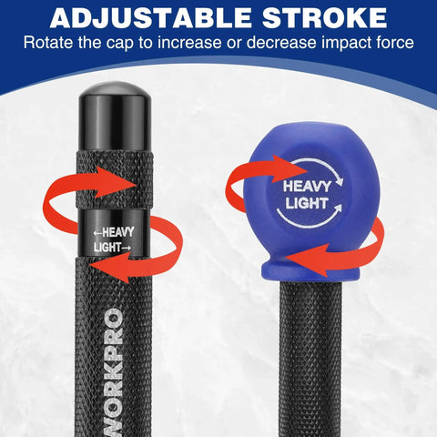 Automatic Center Punch Set 2 Pack With Replacement Tip And Ball Cap Adjustable Spring Loaded Center Punches For Wood Metal Plastic Durable Metal Punch Tool For Precise Marking And Hole Prep showing adjustable stroke feature