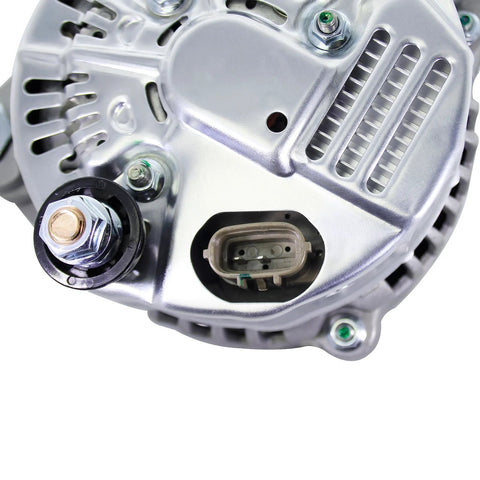 Premium Plug-And-Play Replacement Alternator For 2006 To 2012 Kia And Hyundai V6 Cars And SUVs Fits Azera Santa Fe Sonata Entourage Veracruz Sorento Sedona Borrego With 3.3L And 3.8L Engines OE Numbers 11191N 102211-3102 37300-3C120 02131-9153 close-up of connector and housing