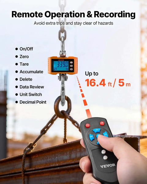 Beast Of A Digital Crane Scale With 4400 Lbs Capacity, Heavy Duty Industrial Hanging Scale Featuring Cast Aluminum Case And LCD Display