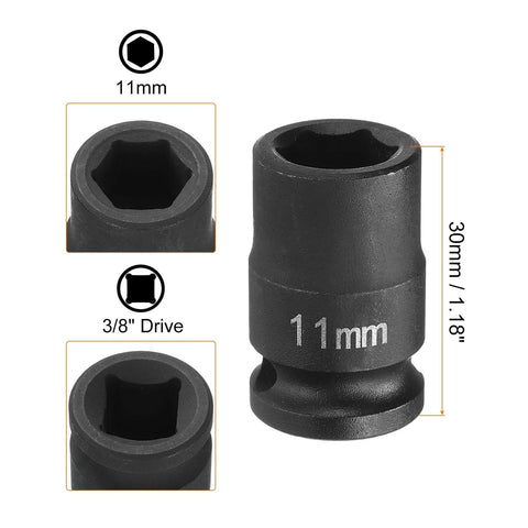 Deep Impact Socket For Three Eighths Inch Square Drive 11mm Six Point 30mm Long Flip Socket In CR-MO Steel