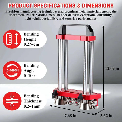 Two Station Edge Bender For Sheet Metal Roller And Roof Projects, Heavy Duty Pro Grade, specifications and dimensions