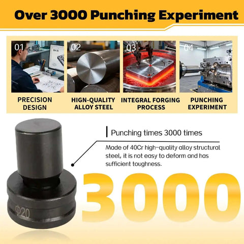 Heavy Duty Round Punch Die For CH-70 Hydraulic Press, over 3000 punching experiment, 40Cr spring steel, 20mm size shown