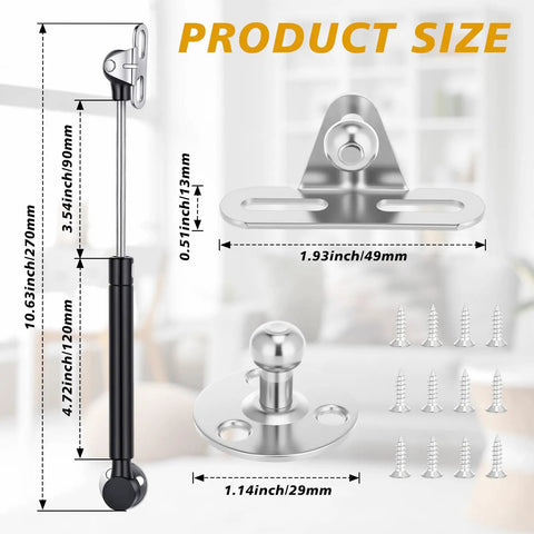 30 Pack 10 Inch Gas Struts For Cabinets And Doors With Soft Open Pneumatic Lift For RV Boat Hatch Furniture Lids 100N 22.5lb Heavy Duty Props Includes 29mm Mounts And 49 By 13 Mm Brackets