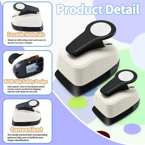 Circle Hole Punch Set For Crafts, Three Circle Punches One Inch Five Eighths Inch And Three Eighths Inch, Paper Puncher Tool Made From ABS And Zinc Alloy, product details and features