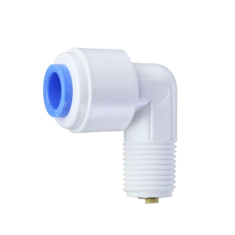 APEC 1/4-inch quick-connect check valve replacement part, white plastic with blue seal.