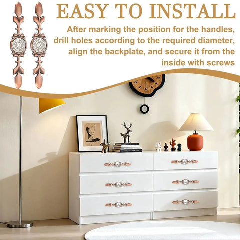 Dresser with installed Four Pack Cabinet Back Plates In Black Zinc Alloy For Wardrobes Cupboards Closets And Dressers