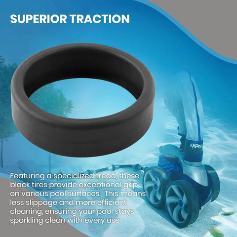 Three Pack Replacement Pool Cleaner Tires 48-232 For Polaris Black Max 3900 Sport 480 And P39 Cleaners showcasing superior traction