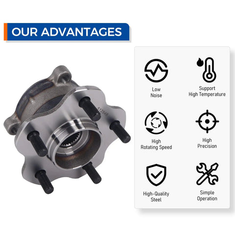 Rear Wheel Hub Bearing Assembly 512548 Drop-In Replacement For 2013 Infiniti JX35 2014-2020 Infiniti QX60 Benefits Displayed