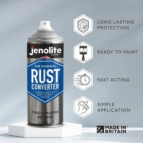 Fast Acting Rust Converter Spray For Metal 400 Ml Epoxy Rust Converter Primer And Inhibitor In One Converts Rust To A No Fuss Paint Ready Surface In About 15 Minutes Jenolite Made In Britain