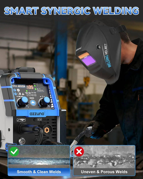 3 In 1 MIG TIG Stick Welder 135A 110V Flux Core Gasless Portable Wire Feed Welder with Auto Darkening Helmet in use