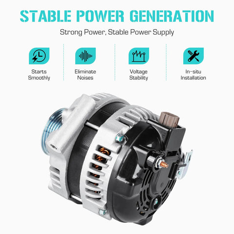 Plug-And-Play Alternator Compatible With Honda Accord 2.4L 2003-2007 showing aluminum housing and pulley