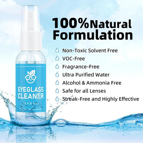 Portable Glasses Cleaning Kit Microfiber Cloth Spray For Streak Free Lenses with natural eyeglass cleaner bottle