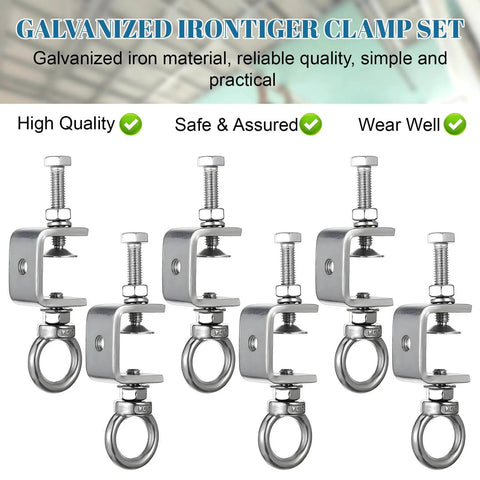 Six Pack 1 Inch C Clamps With I Beam Design U Clamps Stainless Steel M8 Screw Ring Heavy Duty Desk Mounts shown