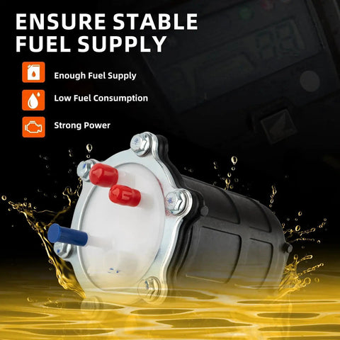 Plug And Play Fuel Pump Replacement For Honda ATV Rancher 420 Foreman 500 TRX420 TRX500 TRX700XX 2007 2014 16700-HP5-602 Direct Fit With Premium O Rings And Filter For Easy Install, showing black cylindrical design with red and blue caps
