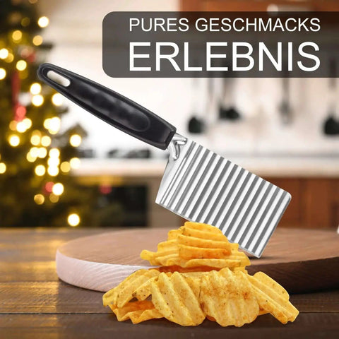 2 Piece Crinkle Cutter Set Stainless Steel Veggie Slicer For Potatoes Carrots And More Waffle Fries Chip Cutter French Fry Chopper