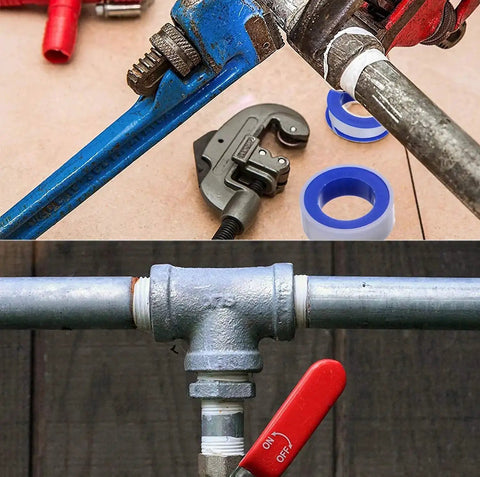 Pro Grade PTFE Plumbing Tape, Teflon Sealant Tape Half Inch By 520 Inches, 5.5 Mil Thickness, applied on metal pipe joints
