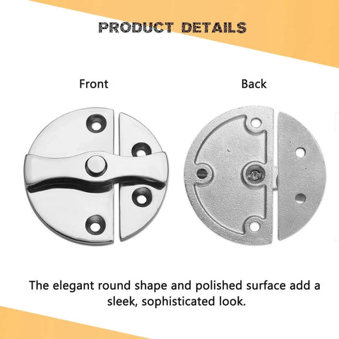 Front and back view of Heavy Duty Marine Boat Door Catch Latch in 316 Stainless Steel with polished finish, 2-pack with screws.