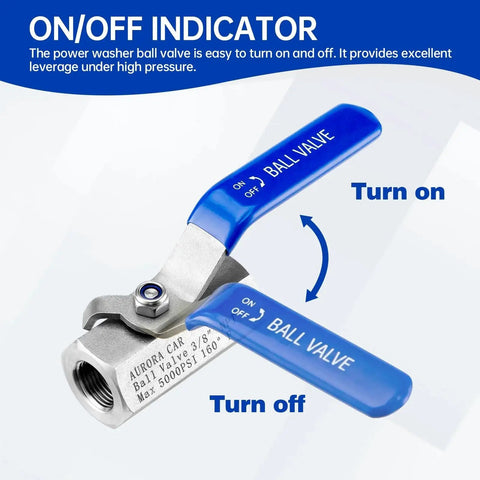 Beefed Up Three Eighths Inch Ball Valve for Power Washers With Quick Connect Pro Grade 5000 PSI Shutoff