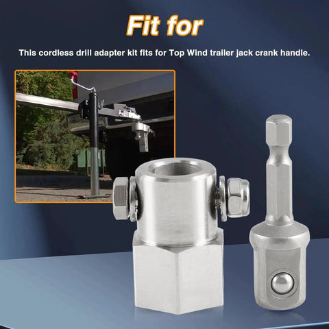 Stainless Steel Trailer Jack Crank Cordless Drill Adapter With Half Inch Socket next to trailer jack use example.