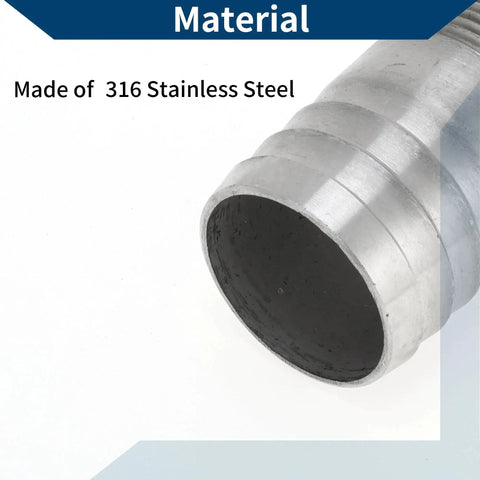 Close-up of 316 Stainless Steel Hose Barb Fittings I Shaped Male Thread Connector material