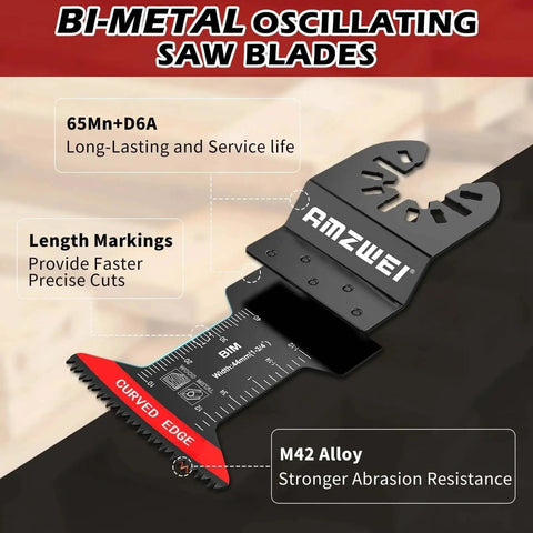 Bi Metal Oscillating Tool Blades Set For Metal Cutting, 10 Pack Curved Edge Blades One And Three Quarter Inch by AMZWEI