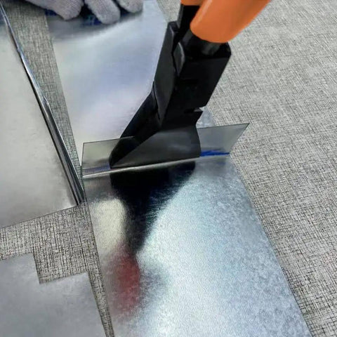 Using 11 Inch Hand Seamers Sheet Metal Pliers With PVC Handle And Straight Jaws For Easy Bending And Flattening Of Aluminum Or Steel In Tight Spaces