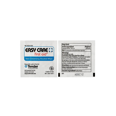 Easy Care First Aid skin cleansing alcohol wipe packaging front view