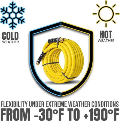 OilShield Next-Gen air hose, 3/8 in x 15 ft, yellow coil with brass connectors, Amazon automotive part