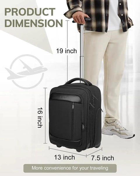 Underseat Carry On Luggage With Wheels For Men And Women, TSA Approved Rolling Overnight Weekender Bag, 16x13x7.5 inches