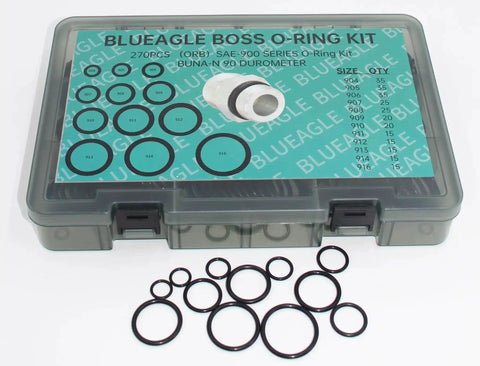 Hydraulic O Ring Kit For ORB Fittings, 270 Piece Set With 12 Common SAE 900 Series Buna N 90 Durometer O Rings with case
