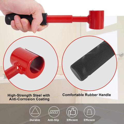 Close-up of high-strength steel tool with anti-corrosion coating and rubber handle from 4 In 1 Door Hinge Adjustment Tool Kit.