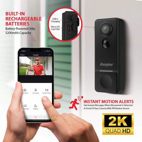 2K Video Doorbell With Chime And Rechargeable Battery, Dope Smart Security Camera With 2 Way Audio, Night Vision installed