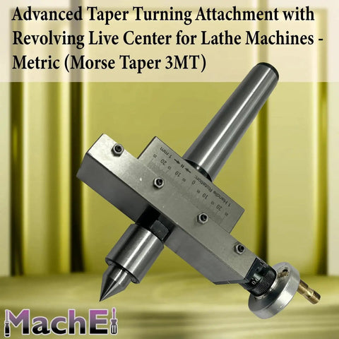 Pro Grade Advanced Taper Turning Attachment With Revolving Live Center For Lathe Machines Morse Taper 3MT Metric Precision Tooling