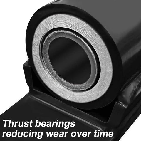 Close-up of thrust bearings on Heavy Duty 7 Inch Gate Hinges 2062P 1100Lb Capacity for Driveways Fences and Barn Doors, rust black finish.