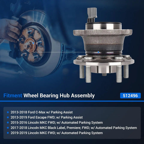 Beefy Rear Wheel Bearing And Hub Assembly For Ford Escape C-Max And Lincoln MKC 2013 2019 With Five Lug And ABS Built Tough