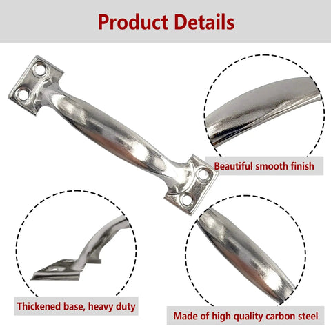12Pcs 4 Inch Metal Gate Pull Handles Vintage Barn Door Pulls with smooth finish and heavy-duty base, rustproof silver iron.