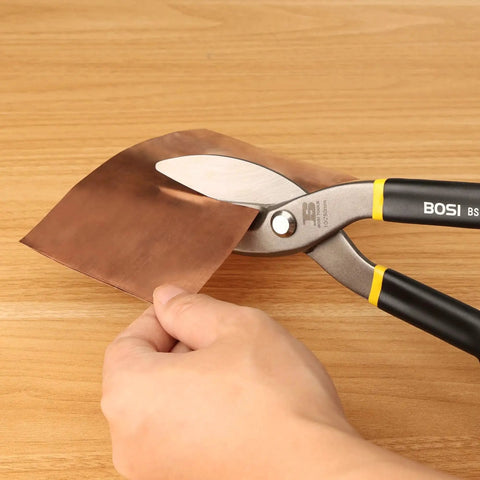 Heavy Duty Tin Snips 12 Inch Straight Cut Metal Shears With Drop Forged Carbon Steel Blade And Comfortable Rubber Dipped Handle cutting metal sheet